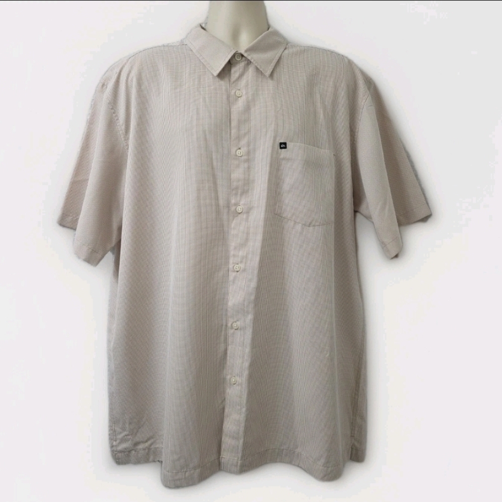 Quiksilver Beige Short-Sleeve Button-Down Shirt